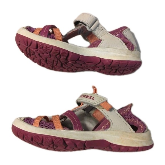 Merrell Kids Girls Dragonfly Outdoor Water Sandal Grey Coral Pink‎ Purple 10M - Picture 8 of 10